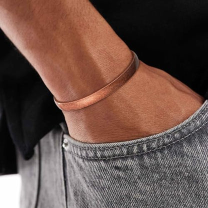 Pure Copper Bracelets for Women Men Waterproof Healing Cuff Bracelets for Men Adjustable Chunky Healing Copper Bangle Jewelry Gifts - color: copper-wide