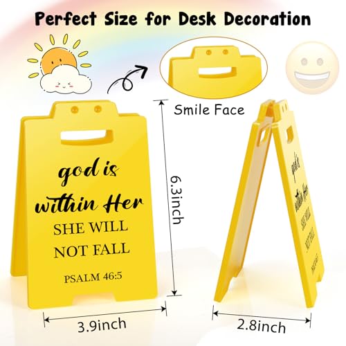 Religion Christian Bible Verse - God Is Within Her, She Will Not Fall, Quote Psalm 46:5, Positive Desk Sign Religious Decor Women Men Friend Student Galentines Valentines Day Birthday Gifts - style: God Is Within Her