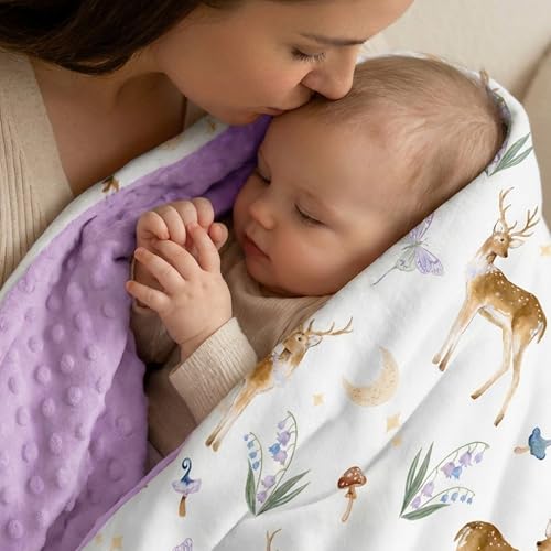 Fleece Baby Blankets for Girls & Boys, Infant Toddler Blanket - color: Purple Deer