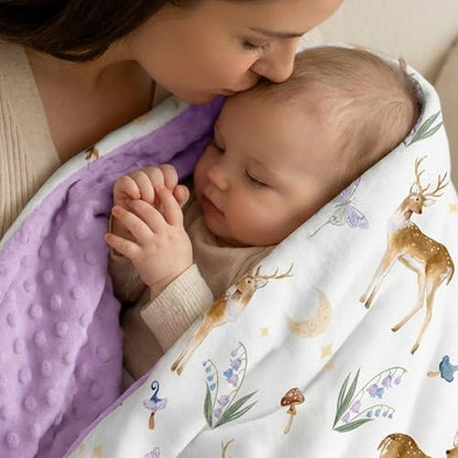 Fleece Baby Blankets for Girls & Boys, Infant Toddler Blanket - color: Purple Deer