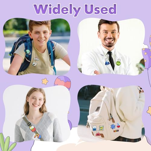 Cute Pins Bulk, Funny Lapel Badge Pins Rubber Brooch Pins for Backpacks, Hats, Bags - style: Science-24PCS