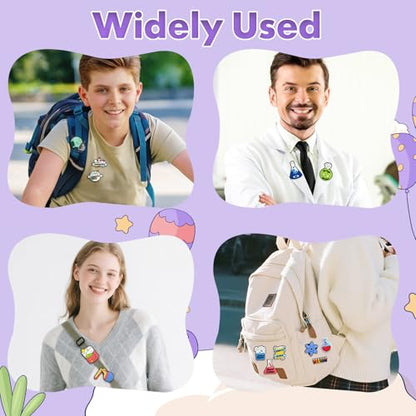 Cute Pins Bulk, Funny Lapel Badge Pins Rubber Brooch Pins for Backpacks, Hats, Bags - style: Science-24PCS