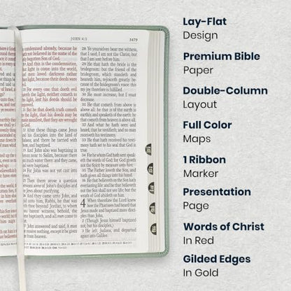 Personalized KJV Giant Print Floral Bible, Name Engraved, Standard Size - color: Dusty Green