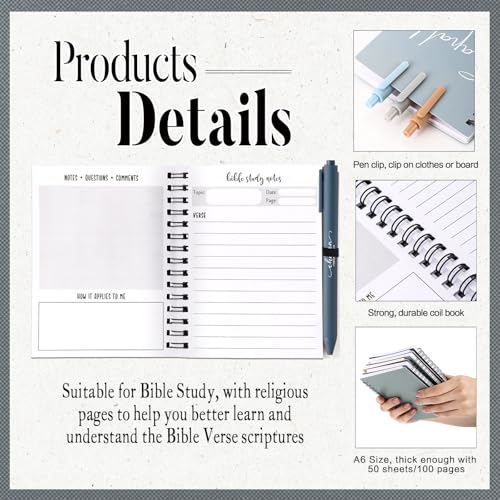 Kosiz 12 Sets Christian Notebook, Bible Study Prayer Pen, Boho - color: BOHO
