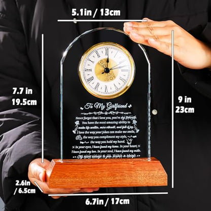 Arikyrist Glass Clock Gifts for Girlfriend from Boyfriend on Anniversary - color: Girlfriend