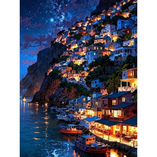 Diamond Art Kits for Adults, Village Diamond Painting Kit, 12x16 Inch - color: CYDP1P01
