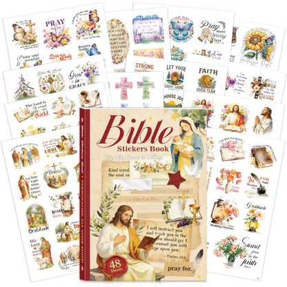650Pcs+ Bible Sticker Book 48 Sheets Christian Jesus Sticker for journaling