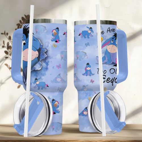 40oz Tumbler with Handle and Straw Insulated Travel Mug - color: Blue