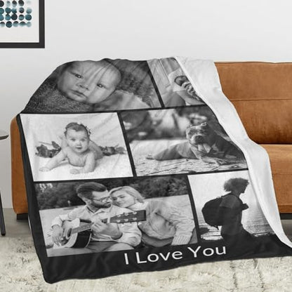 inkArts Custom Blanket with Photo, Personalized Blanket, Customized Photo Blankets, Customizable Picture Blankets, Personalized Photo Gifts for Women Men Mom Dad Baby Kid Family Pet - color: 6 Photos-3