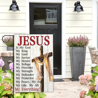 3 Ply Jesus is My God Cross Garden Flags for Outside 12x18 Inch Double Sided Christian Bible Verse Religious Flag Outdoor House Yard Sign Decorations