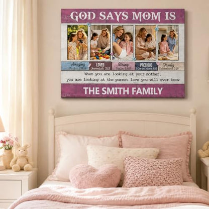 Personalized God Says Mom Is Photo Canvas With Name Christian Gift - color: Design03