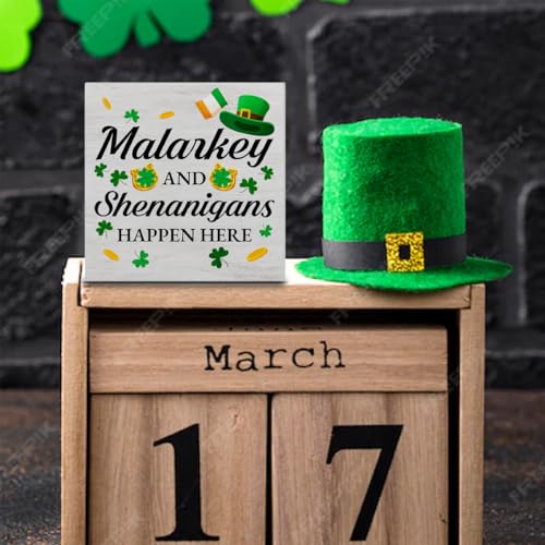 St. Patricks Day Decor, Rustic Malarkey and Shenanigans Wood Sign - color: Malarkey