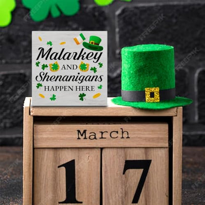 St. Patricks Day Decor, Rustic Malarkey and Shenanigans Wood Sign - color: Malarkey