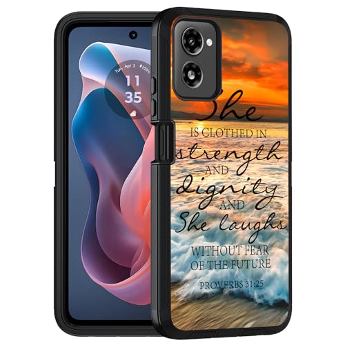 Designed for Moto G Power 5G 2024 Case, Military Grade Heavy Duty 3-Layer Shockproof Full-Body Protective Cover for Motorola Moto G Power 5G 2024, Bible Verse Proverbs 31:25 - color: Bible Verse Proverbs 31:25