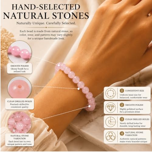 Cherry Tree Collection 100PCS 6mm Rose Quartz Round Bead Craft Kit - color: rose quartz, size: 6mm