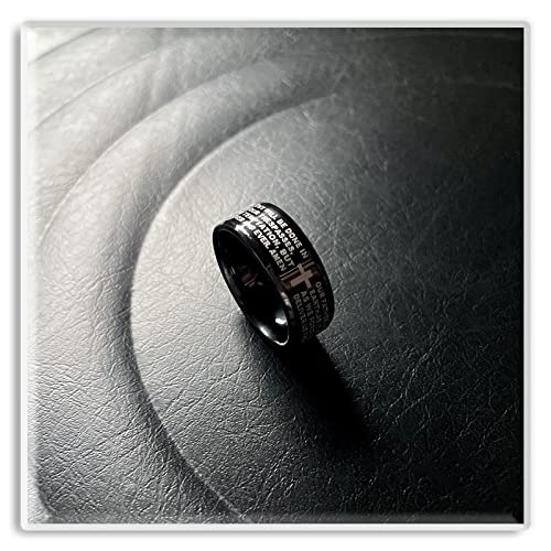Xusamss Fashion Stainless Steel Lord's Prayer Cross Band Ring