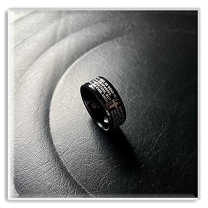 Xusamss Fashion Stainless Steel Lord's Prayer Cross Band Ring