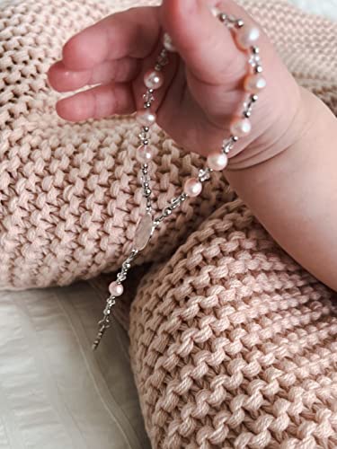Precious Pieces Baby First Rosary .925 Silver or 14K Gold-Plated - color: Pink-SILVER