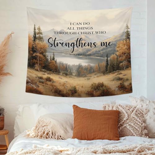 MNASAIOO Christian Mountain Landscape Fall Tapestry for Bedroom 50x60in - color: strengthens fall