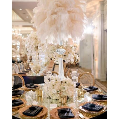 VIJIV Clear Acrylic Crystal Trumpet Vase, Tall Wedding Flower Centerpiece - size: Tall-23.6IN