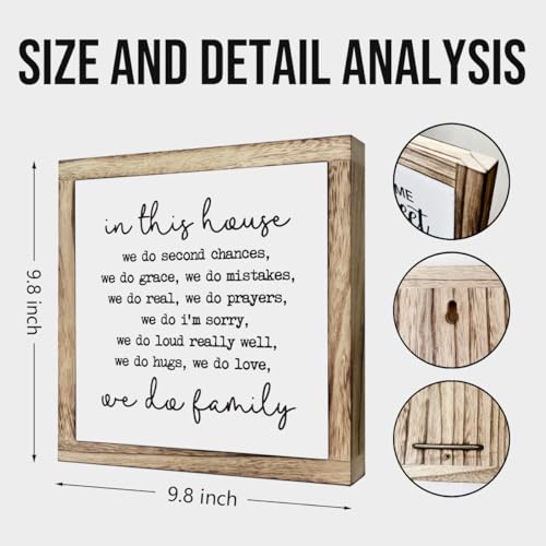 Farmhouse Home Decor, In This House We Do Family Sign,Farmhouse Family Rules Box Plaque, Inspirational Wall Art for Living Room or Front Porch, Warm Home Decoration and Housewarming Gift - color: Home 20