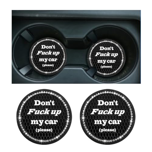 2 PCS Bling Car Cup Coaster, 2.75 Inch Anti-Slip Cup Holder Insert Coasters, Crystal Rhinestone Auto Drink Car Cup Mat for Women Girls, Universal Interior Car Accessories (Black) - color: Black, size: 2 PCS