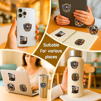 4 Pcs Patriotic Stickers American Eagle US Flag Military Tribute Stand - color: Patriotic Stickers