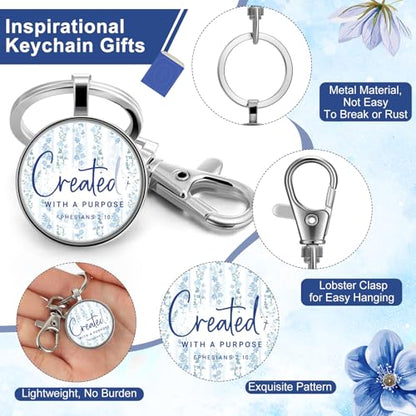 Fumete Christian Keychain Bulk for Wowen Men - style: Blue White Watercolor