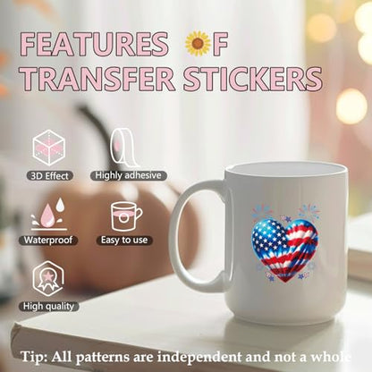 AFRITEE UV DTF Cup Wraps - 30 Sheets 4th of July Independence Day UV DTF Stickers for 16 oz Glass Tumbler, Vintage 250th American Waterproof Transfer Sticker Decals for DIY Water Bottle Coffee Mug - style: Vintage