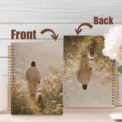 Christian Jesus and Lamb Spiral Notebook Journal, The Lost Lamb Religious Spiral Notebook Journal for Note Taking, Christian Faith Based Gifts, 5.5x8.3 Inch - color: Christian Jesus and Lamb