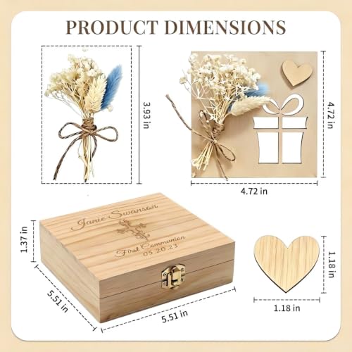 Personalized First Communion Wooden Jewelry Keepsake Box for girls - color: style-3