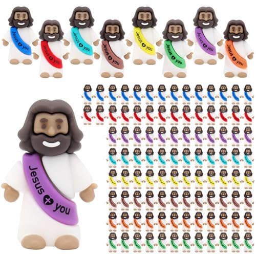 YuDanae 100pcs Brown Mini Jesus Figures, Jesus Loves You Figures for Easter - size: 100pcs