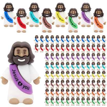 YuDanae 100pcs Brown Mini Jesus Figures, Jesus Loves You Figures for Easter - size: 100pcs