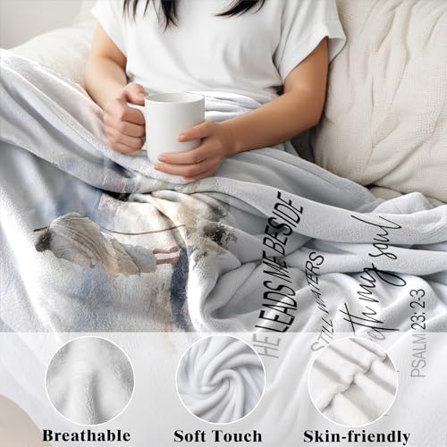 Jesus Christian Blanket, Christian Gifts for Women Men, Jesus Gifts, Religious Bible Verse Scripture Throw Blankets for Bedroom Living Room Church Office Couch Sofa, 50x60 Inches - color: Psalm 23