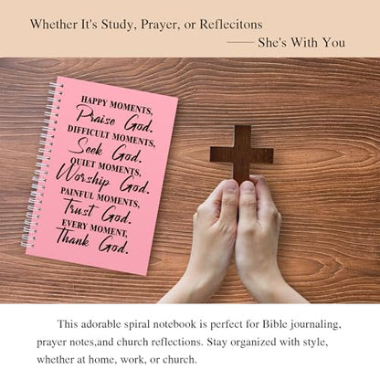 JOHSBYD 2Pcs Christian Spiral Notebook – Bible Verse Journal for Women - color: 2pcs Moments Pink