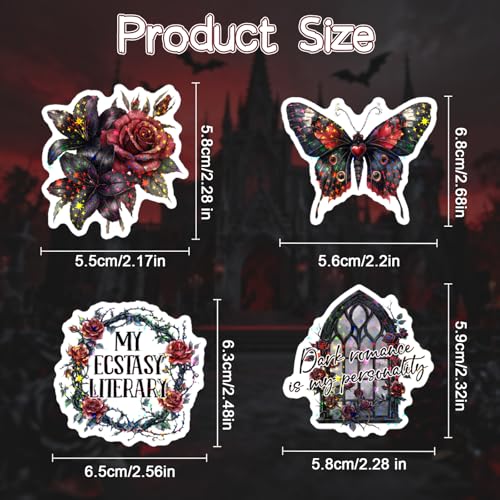 100 Pcs Dark Romance Stickers Gothic Bookish Decals - style: Dark Romance
