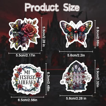 100 Pcs Dark Romance Stickers Gothic Bookish Decals - style: Dark Romance