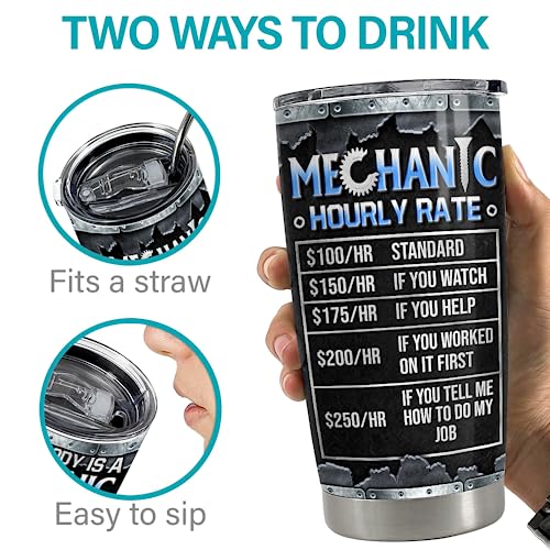 Mechanic Gifts, 20oz Stainless Steel Insulated Tumbler - Coffee Travel Mug Gifts for Mechanics, Birthday, Christmas - color: Mechanic