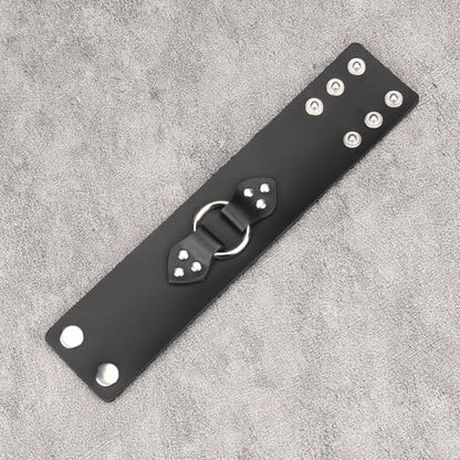 Jeilwiy Punk Rock Gothic Black Rivet Leather Spiked Necklace Collar Neckband Leather Choker Necklace for Women Mom Gifts Adjustable - color: 08 Leather Cuff Bracelet Black