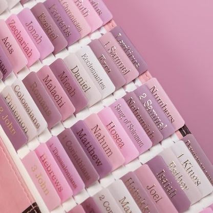 UPAFEXXI-Laminated Bible Tabs for Women,Gold Foil Embossed Lettering - color: Pink and White