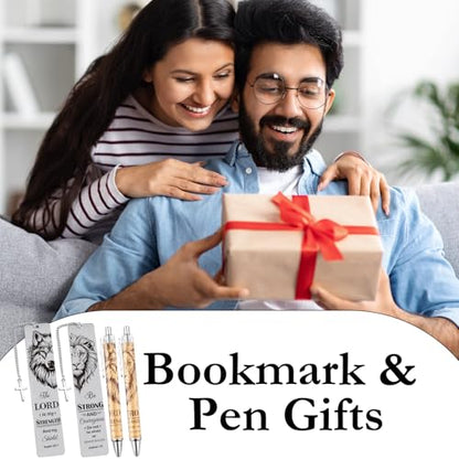 Christian Bookmark with Pen Gifts - Inspirational Religious Gift for Book Lovers, Bible Verse Christmas Birthday Appreciation Retirement Encouraging Graduation Present for Men Women Friends