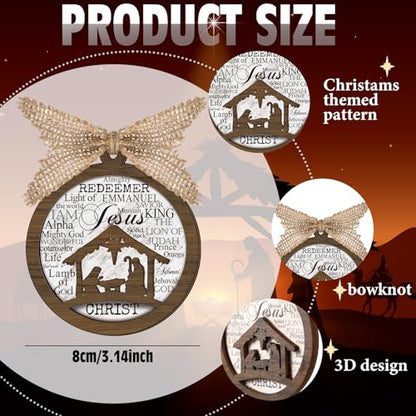 GlikCeil Christmas Nativity Scene Ornaments Wood Christian Ornament, 16 Pcs