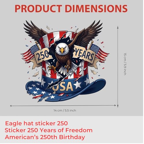 Uncle Sam Hat and American Flag Patriotic Car Decal - color: Sticker 250 Hat Eagle