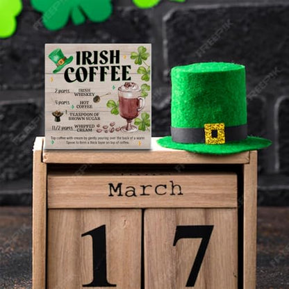 St. Patricks Day Decor, Rustic Irish Coffee Wood Block Sign - color: COFFEE