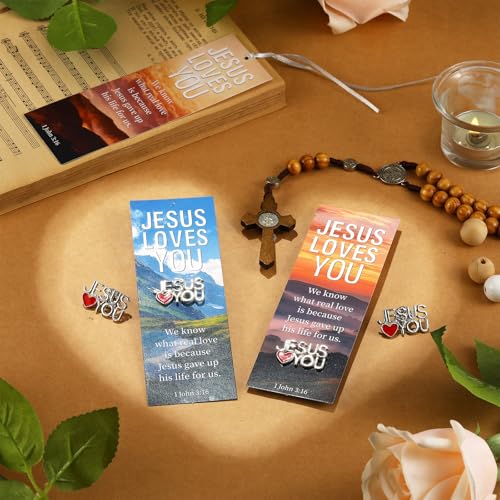 Supervitae 12 Set Jesus Loves You Bookmark Pin 1 John 3:16 Christian Gift - style: Jesus Love You