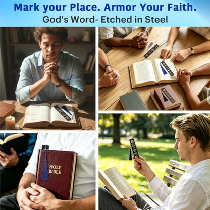 kilofly 6 Pcs Religious Christian Gifts Bible Verse Scripture Quotes Bookmarks, Strength - style: Blk - Strength