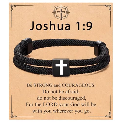 Mens Cross Bracelet for Teen Boys Gift Ideas, christmas stocking stuffers for teens, Christian Religious Jewelry Gifts for Son from Mom Catholic Baptism Confirmation Birthday Gifts for Son Grandson Nephew