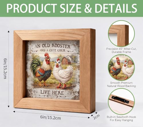 An Old Rooster And A Cute Chick Live Here Sign, Farm Chicken Coop Decor - color: An Old48