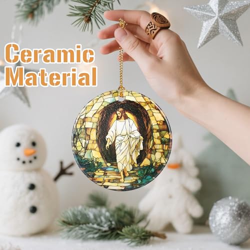 Christian Christmas Decorations, Christmas Tree Ornaments, Keepsake Ornaments, Holiday Decor, Christian Gift, Religious Gifts, Holiday or Xmas Gifts - He is Risen! The Resurrection of Jesus - color: Christian Jesus