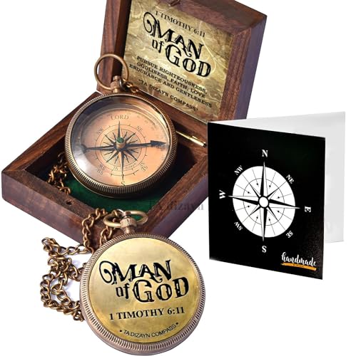 For I Know The Plans I Have For You, Jeremiah 29:11, Solid Brass Directional Engraved Compass, Baptism Gifts for Boys Girls, First Communion, Christian Gifts for Men, First Confirmation Gifts for Boys - style: # Man of God 1 Timothy 6:11